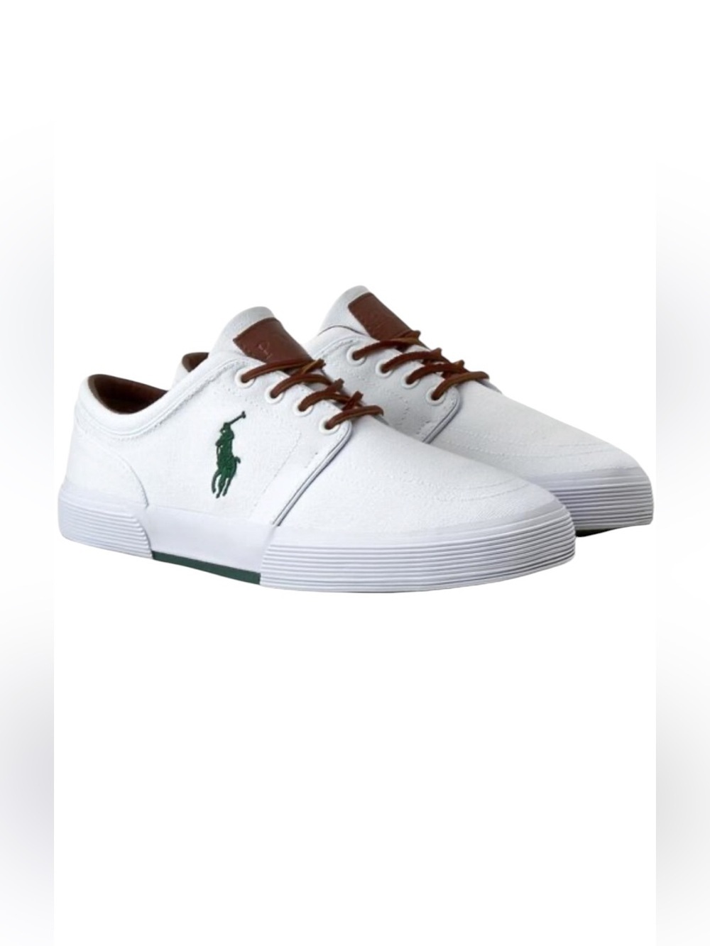 Polo by Ralph Lauren Faxon Low Canvas Sneakers with Green Logo, Men Size 7